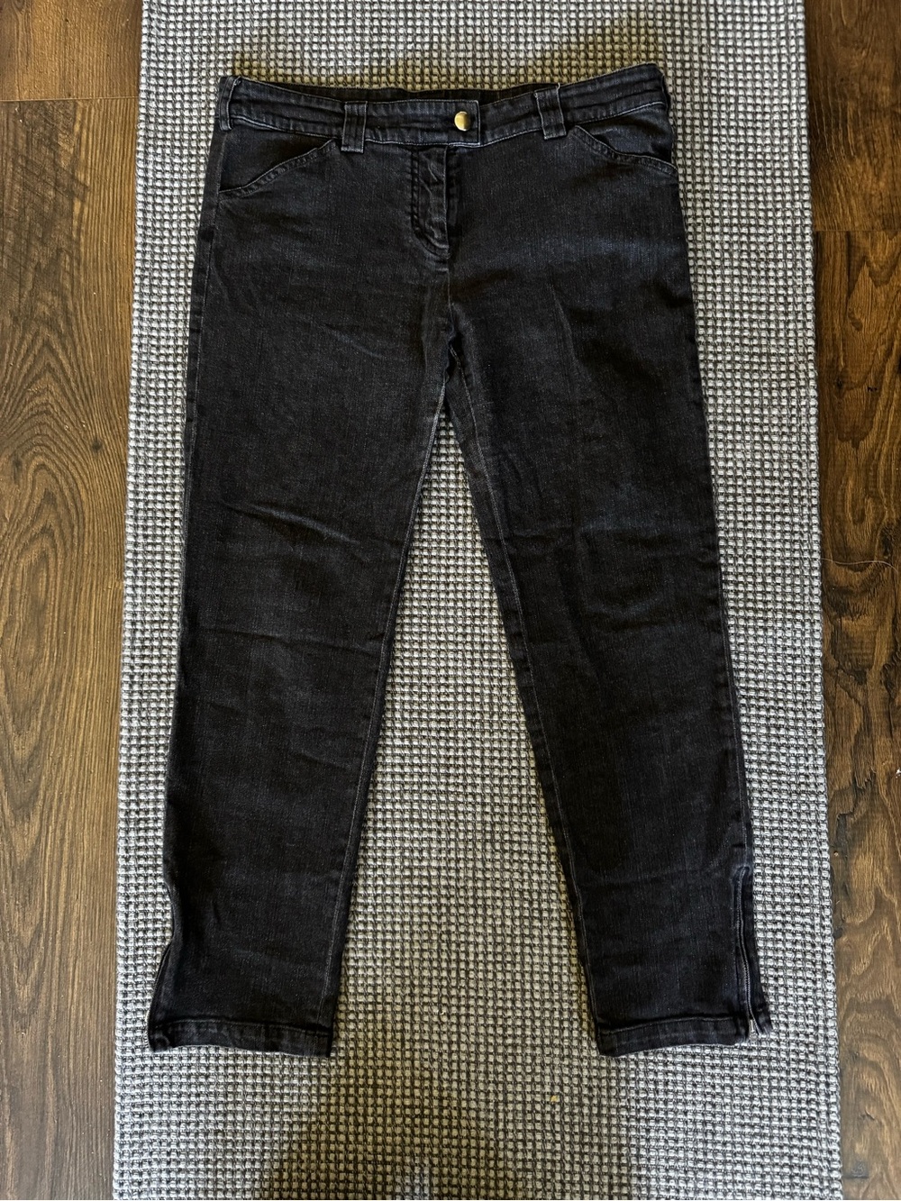 Balenciaga Women’s Black Stretch Straight Ankle Zip Jeans